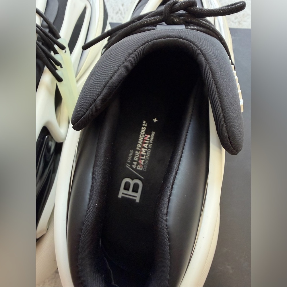 NEW! $1,195 Balmain Paris Unicorn Sneakers Black White 13 / 14 - Picture 10 of 15